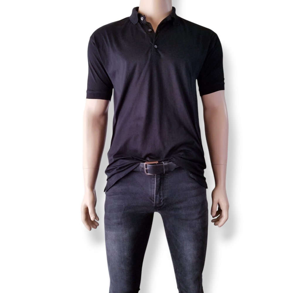 Turning Point Vintage Black Golf Mercerized Cotton Polo Size Small